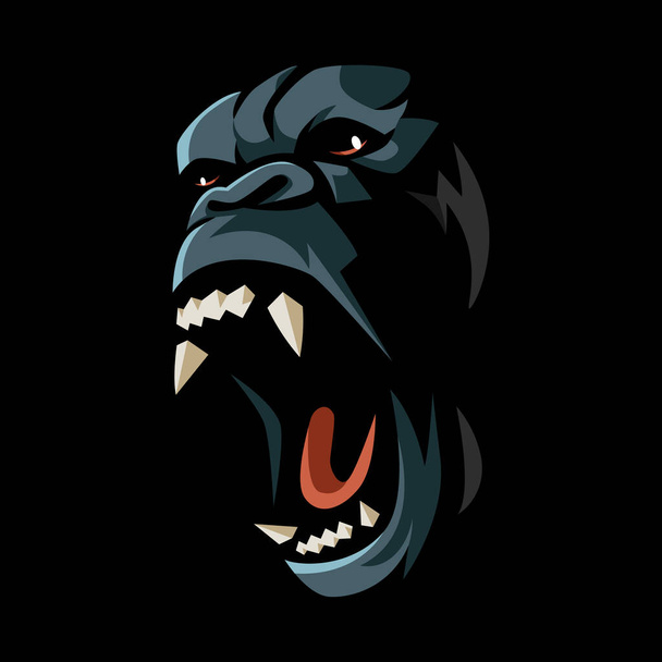 Angry gorilla kong mascot logo design illustration - Vector, Image