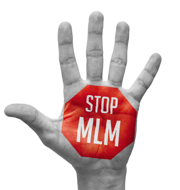 Stop mlm auf offener Hand. - Foto, Bild