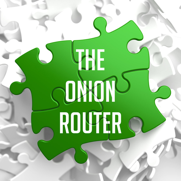 Onion Router na zielony Puzzle. - Zdjęcie, obraz