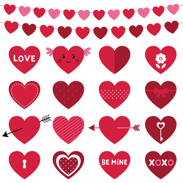 Valentines Day decoration and hearts set - Vetor, Imagem