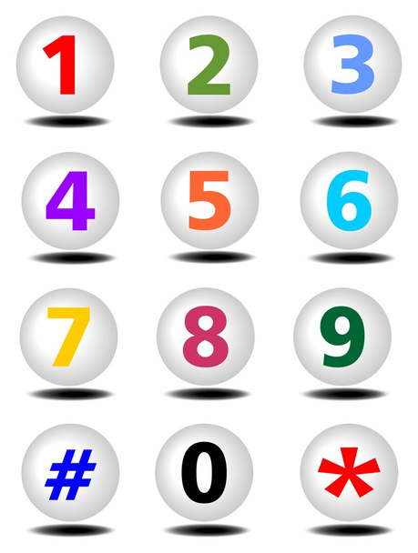 Phone buttons set with colored numbers - Vector, Image