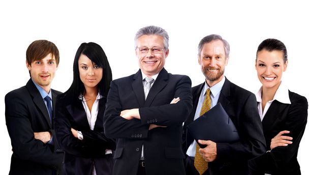 Business man and his team isolated over a white background - Photo, image