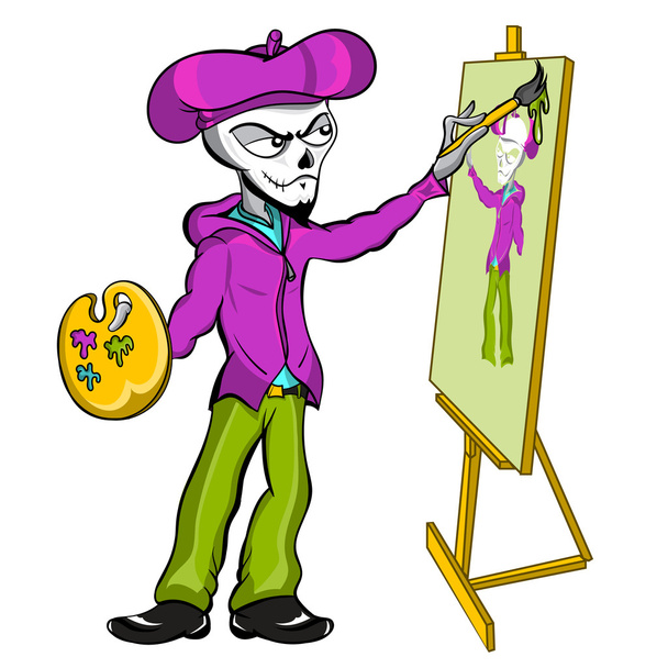 Скелет художник живопис
 - Вектор, зображення