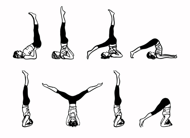 Комплекс інвертованих пози йоги - ескіз Векторні ілюстрації
 - Вектор, зображення