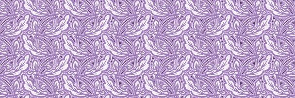 Foglia di fogliame viola neutra di genere senza cuciture bordo raster. Semplice fantasia capricciosa a 2 toni. Bambini vivaio carta da parati o scandi in tutta la stampa - Foto, immagini