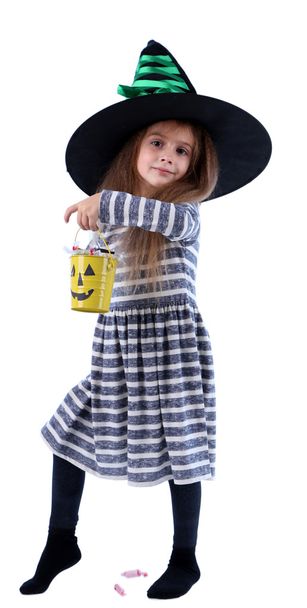 Little girl Witch in hat - Foto, Imagen