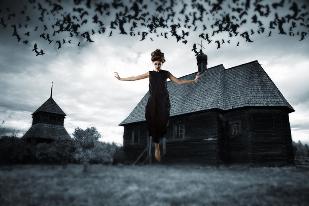 Witch floating in the air.  - Photo, Image