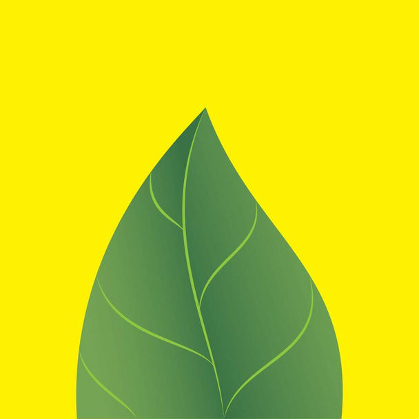 πράσινο φύλλο σε κίτρινο φόντο - Διάνυσμα, εικόνα