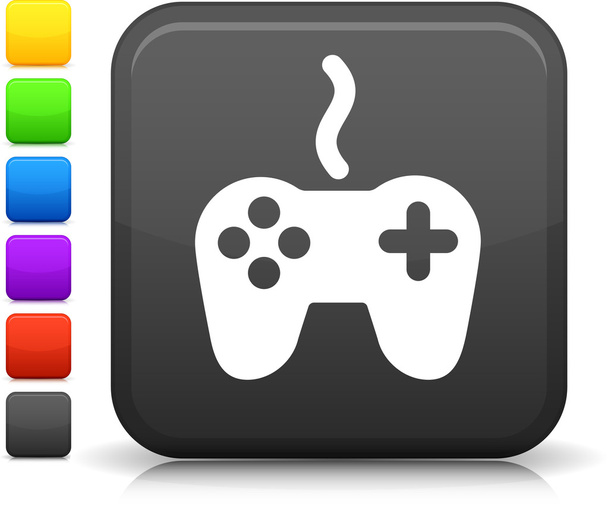 video game controller icon on square internet button - Vector, Imagen