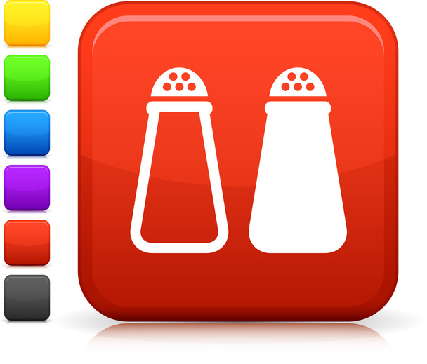 salt and pepper icon on square internet button - Διάνυσμα, εικόνα