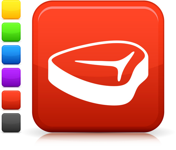 steak icon on square internet button - Вектор,изображение