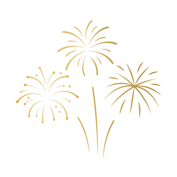 gouden vuurwerk, Nieuwjaarsviering, jubileum, bruiloft- vectorillustratie - Vector, afbeelding