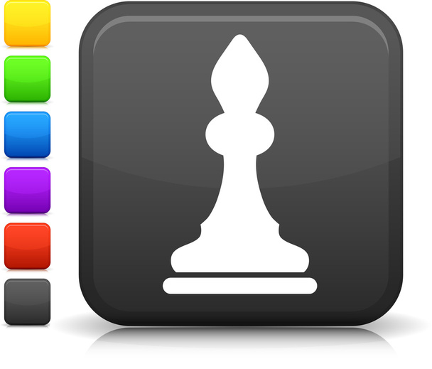 chess bishop icon on square internet button - Vector, Image