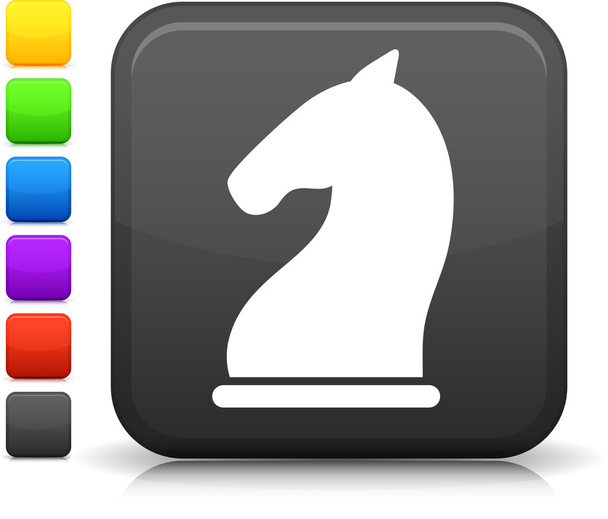 chess knight icon on square internet button - Vector, afbeelding