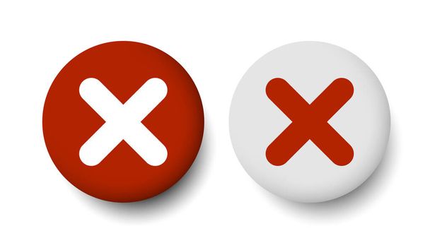 Cancel. 3d Cross icon. Red and white round icon. Vector clipart isolated on white background. - Vector, Image