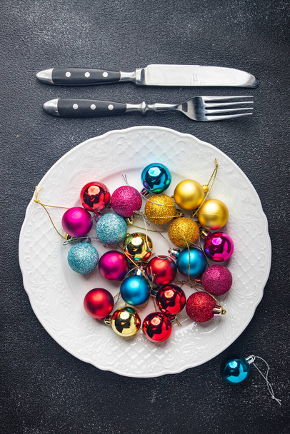 Χριστούγεννα φόντο hdppy Πρωτοχρονιά διακοπές χριστουγεννιάτικο δέντρο γεύμα τροφίμων στο τραπέζι αντίγραφο χώρο τροφίμων φόντο  - Φωτογραφία, εικόνα