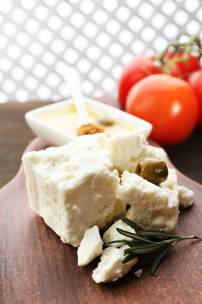 Feta cheese on table close-up - Φωτογραφία, εικόνα