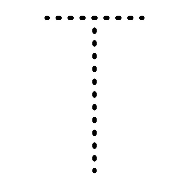 Трек Літера алфавіту Т - попередній елемент пунктирної лінії для дитячого садка, дошкільного та Монтессорі шкільного малюнка для почеркознавчої практики
 - Вектор, зображення