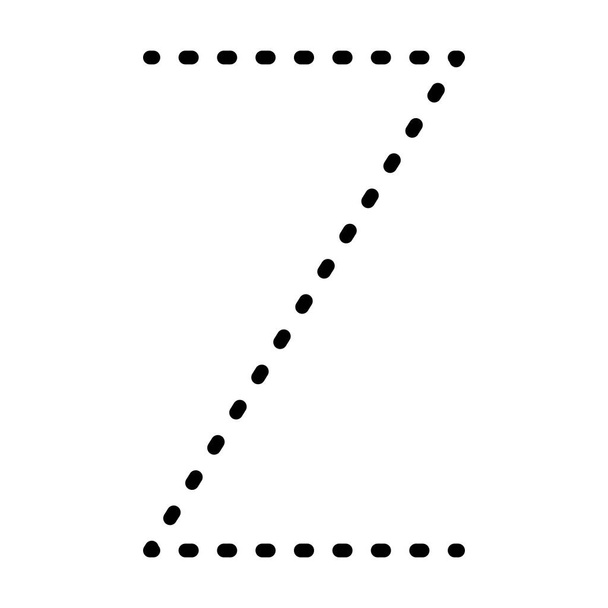 Tracing Alphabet letter Z prewriting dotted line element for kindergarten, preschool and Montessori school kids worksheet for handwriting practice activity - Vector, Image