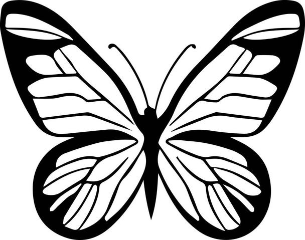 beautiful silhouette of a butterfly isolated on white background. Vector illustration - Vettoriali, immagini