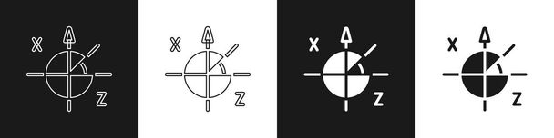 Установить значок Тригонометрического круга, выделенный на черно-белом фоне. Вектор. - Вектор,изображение