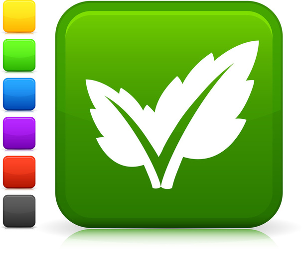 Icono de verificación ambiental en el botón cuadrado de Internet
 - Vector, imagen