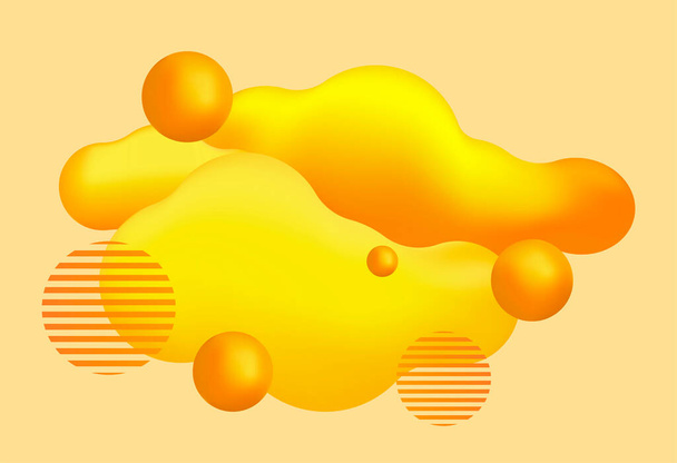 Yellow background for landing page with 3d abstract figures. - Διάνυσμα, εικόνα