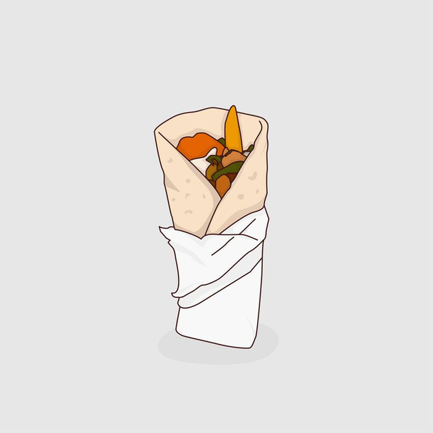 Šablona Kebab v kresleném designu s balicím papírem - Vektor, obrázek