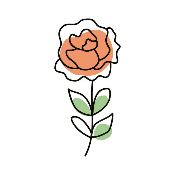 πορτοκαλί τριαντάφυλλο κήπο μία γραμμή στυλ - Διάνυσμα, εικόνα