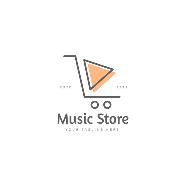 Music store line logo design icon illustration - Vector, Imagen