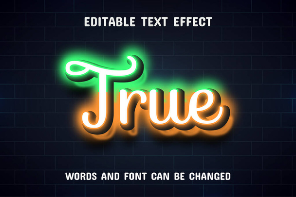 Todellinen teksti - neon tekstin vaikutus muokattavissa - Vektori, kuva