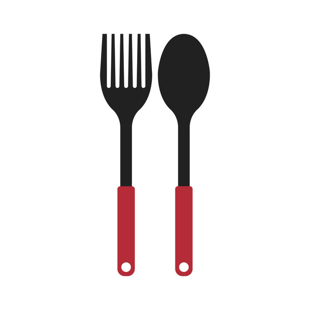 Cuchara y tenedor icono de color que es adecuado para su negocio moderno - Vector, Imagen