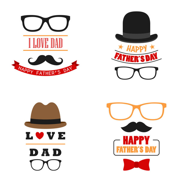 Happy Father's Day design on white background - Vector, Imagen