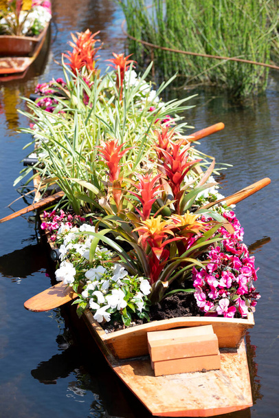 Boat from Thailand decorated with flowers. High quality photo - Photo, Image