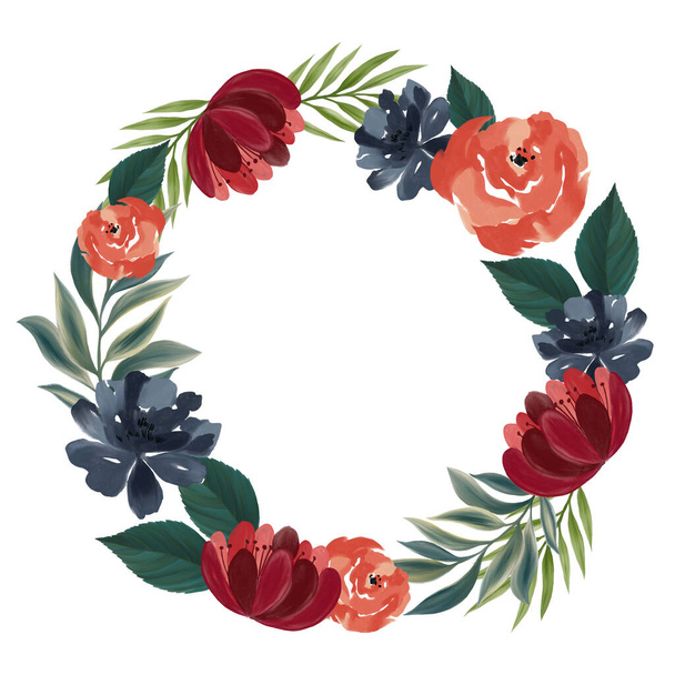 Set of floral wreaths bouquets borders and other flower foliage elements perfect for wedding invitations greeting cards - Photo, Image