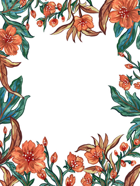Watercolor flower set, hand drawn illustration of wild flower, orange floral foliage botanical arrangement ornament isolated on white backgroun - 写真・画像