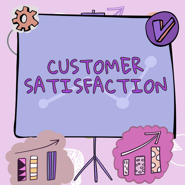 Conceptual caption Satisfacción del cliente, Palabra para Exceder la Expectativa del Consumidor Satisfecho sobre servicios - Foto, imagen