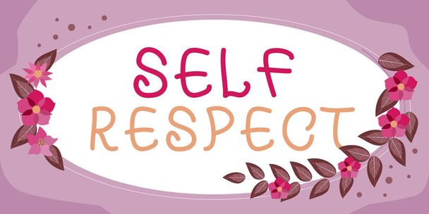 Señal que muestra respeto por uno mismo, palabra para el orgullo y confianza en uno mismo - Foto, imagen