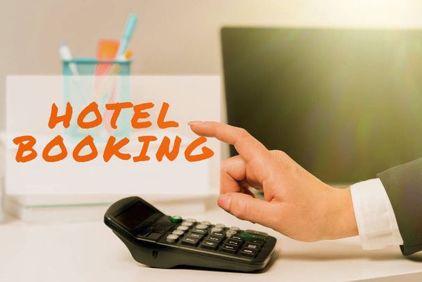 Conceptual λεζάντα Hotel Booking, Επιχειρηματική επισκόπηση Online Reservations Presidential Suite De Luxe Hospitality - Φωτογραφία, εικόνα