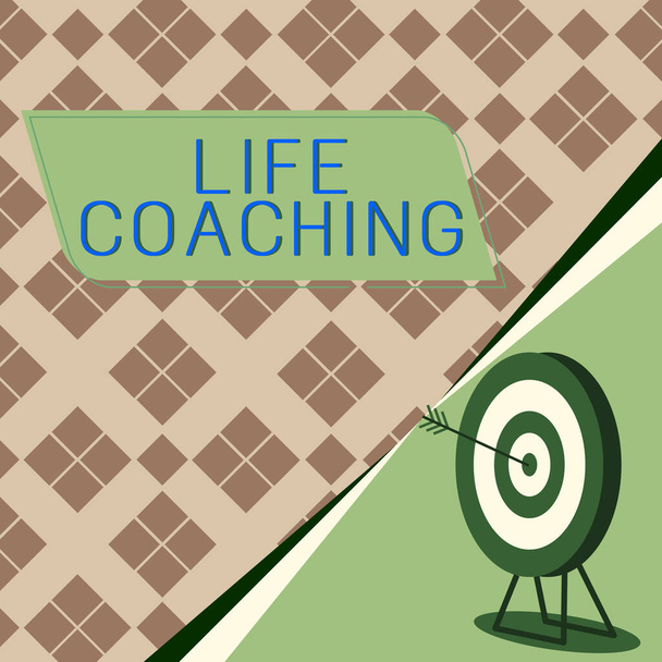 Konzeptionelle Präsentation Life Coaching, Business Schaufenster Verbesserung des Lebens durch Herausforderungen ermutigt uns in unserer Karriere - Foto, Bild