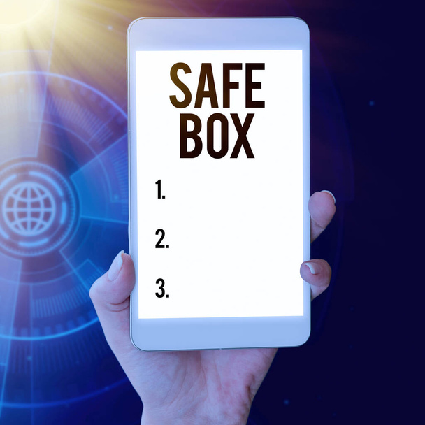 Pisanie wyświetlania tekstu Safe Box, Internet Concept Mała struktura, gdzie można zachować ważne lub cenne rzeczy - Zdjęcie, obraz
