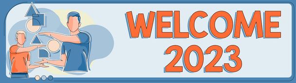 Texto mostrando inspiração Bem-vindo 2023, Word for New Year Celebration Motivation to Start Felicitações - Foto, Imagem