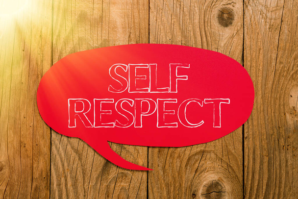Teksten weergeven Zelfrespect, Zakelijke aanpak Trots en vertrouwen in jezelf Kom voor jezelf op - Foto, afbeelding
