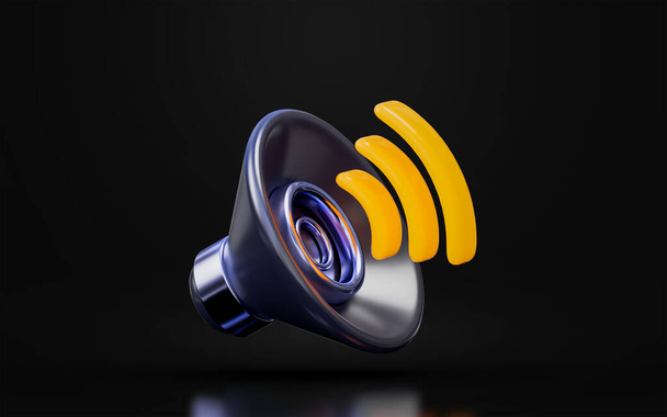 speaker sign on dark background 3d render concept for sound wave listening audio high volume   - Photo, Image