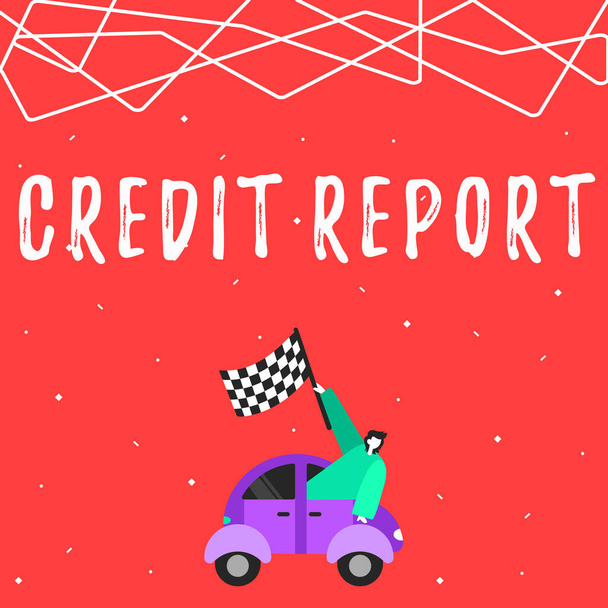 Tekst teken tonen Credit Report, Concept betekent lenen Rap Sheet Bill and Dues Betaling Score Debt History - Foto, afbeelding