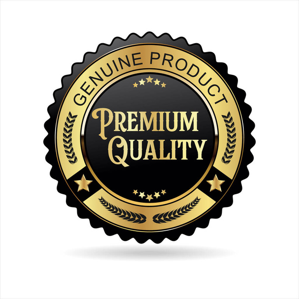 Premium quality gold and black badge retro design vector illustration - Вектор,изображение