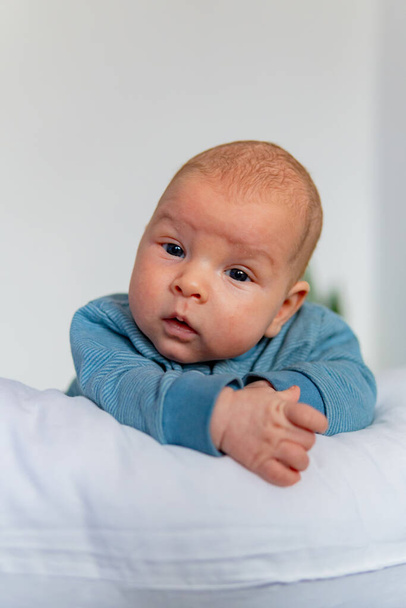 baby resting on a pillow, young 1 month. High quality photo - Photo, Image