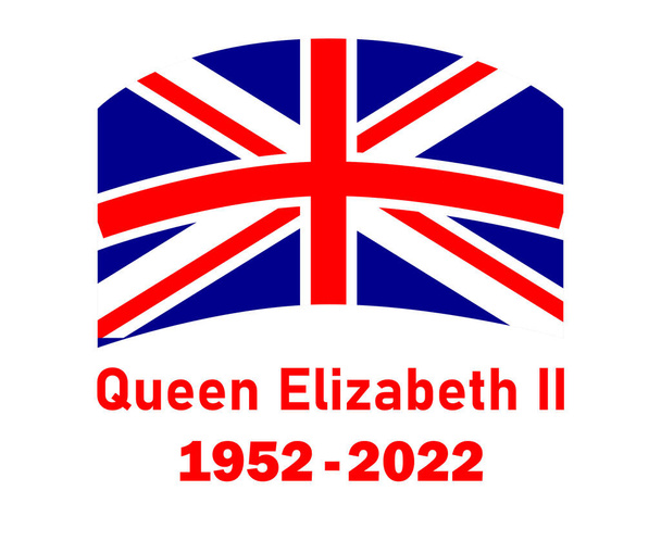 Britisches Vereinigtes Königreich Emblem und Königin Elizabeth 1952 2022 Red National Europe Flag Vector Illustration Abstract Design Element - Vektor, Bild