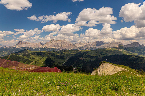 Dolomiti Alps in Alta Badia landscape amd peaks view, Trentino Alto Adige region of Italy - Photo, Image