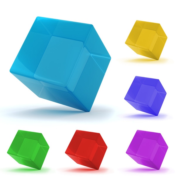 3d colorful cubes, on white background - Fotografie, Obrázek